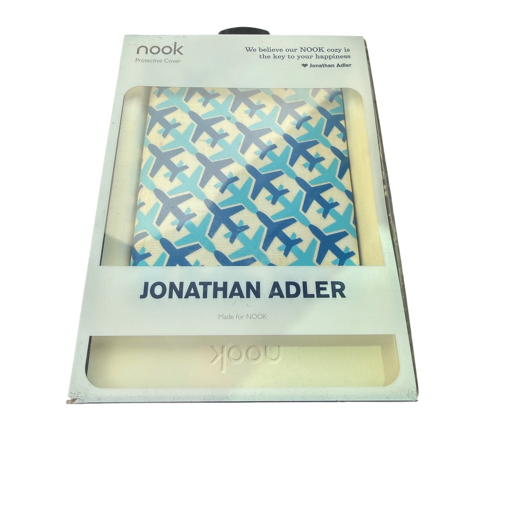 Jonathan Adler for NOOK 2nd Edition Jet Set Cover Blue Airplane Print orig box‎